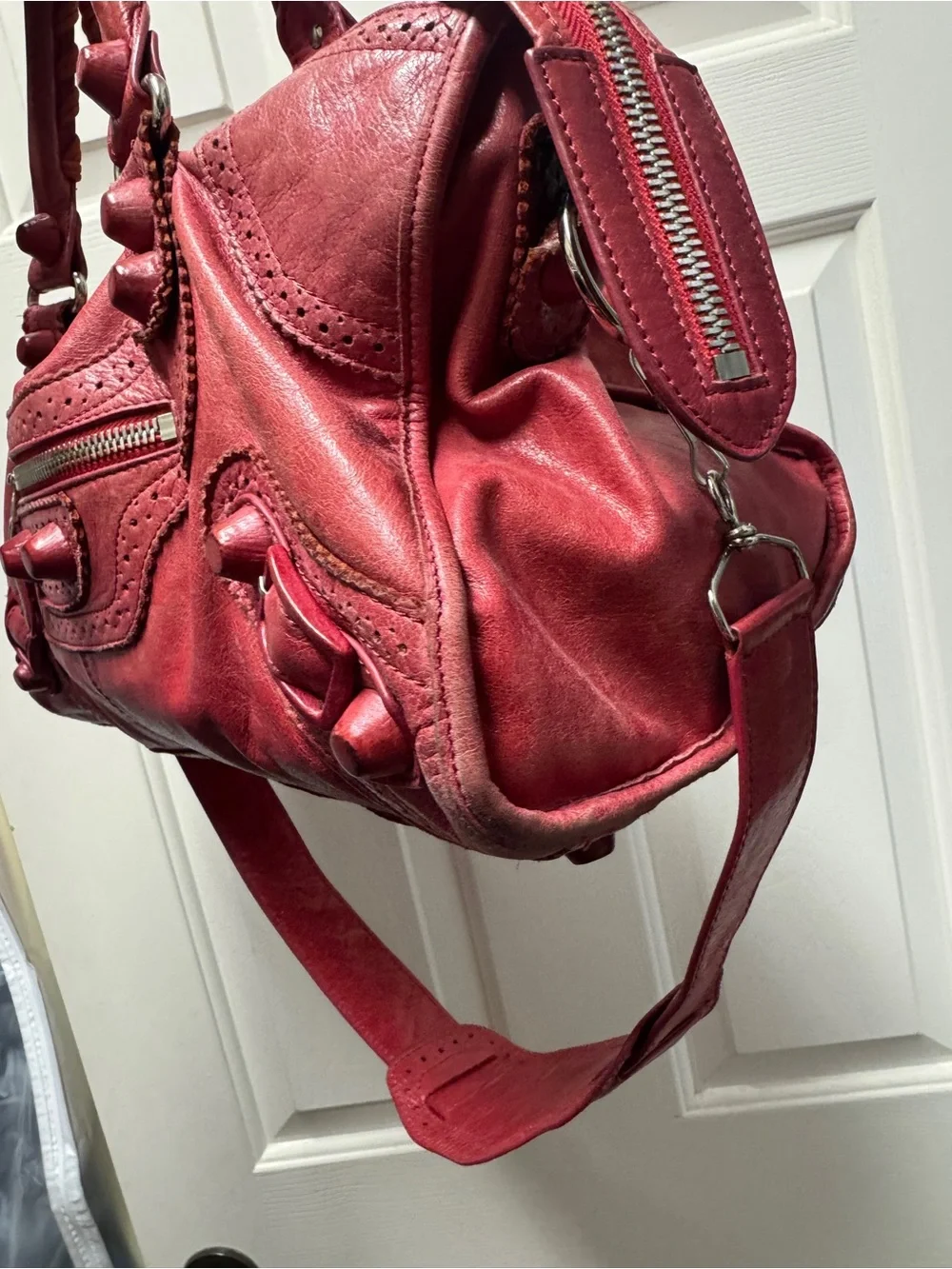 Balenciaga Giant Covered Brogues Part Time Red Leather Bag Vintage